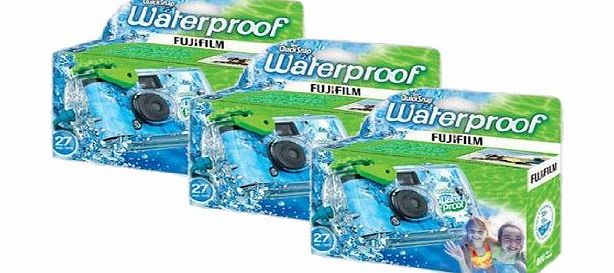 3pcs Fuji Quicksnap Marine Single Use Cameras Flash Waterproof 800asa 27 exposure