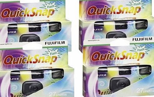Fujifilm 4pcs Fuji Quicksnap Single Use Camera Flash X-tra 400asa 27exp