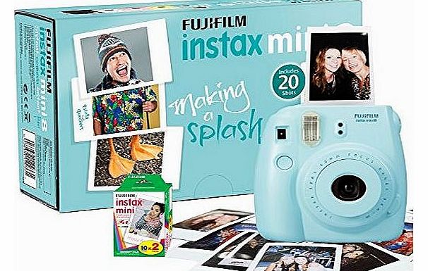 Fujifilm Instax Mini 8 Camera with 20 Shots - Blue