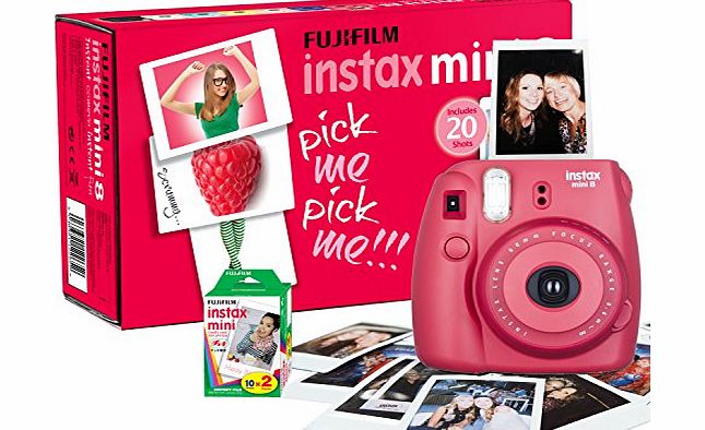 Fujifilm Instax Mini 8 camera with 20 shots - Raspberry Pink