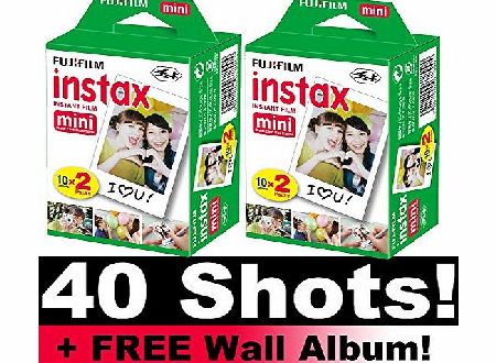 Fujifilm Instax Mini Film Bundle Pack (40 Shots)   FREE Wall Album!