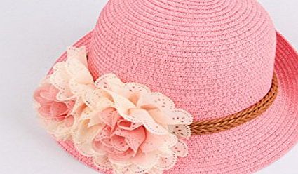 Full-link Sweet Kids Children Boys Girls Toddler Flowers Sun Cap Straw Hat UK SELLER (pink)