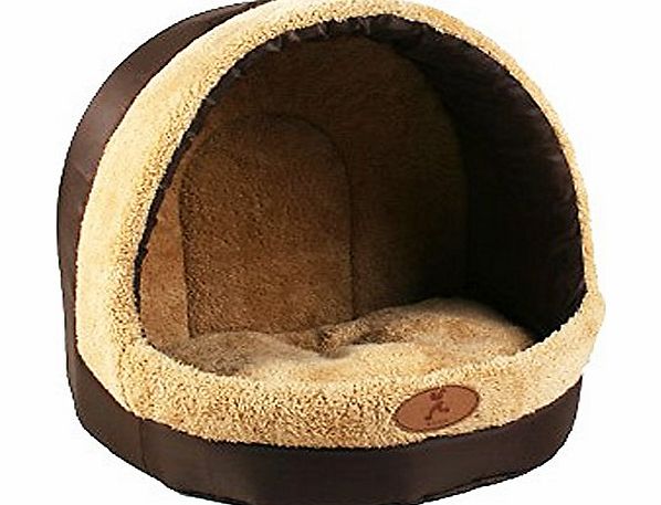 Fuloon Cow Style Luxury High-End Double Soft Pet House Cage Brown Dog Room Cat Bed (B-40x35x38cm)