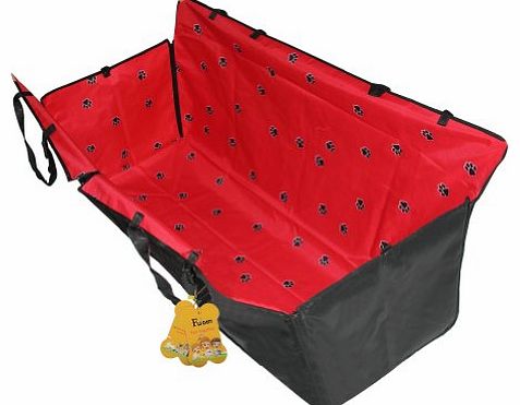 Fuloon Washable Double Layer Waterproof Pet Dog Cat Safe Safety Travel Hammock Car Bed Seat Cover Mat Blanket With Zipper At Both Side,Adjustable Locking Seat Clasps For Tight Fit (Red)