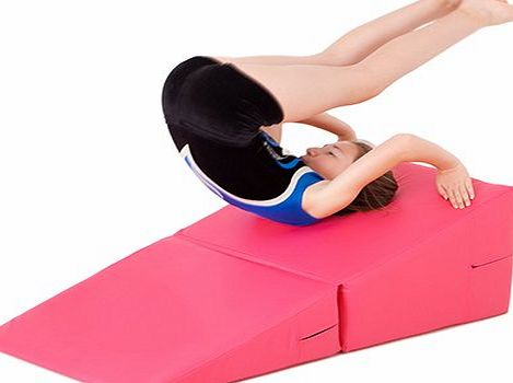 Fun!ture Pink Faux Leather Folding Gymnastics Wedge Training Safety Crash Mat