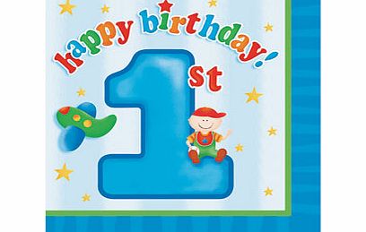 at One 1st Birthday Boy Blue x16 Napkins