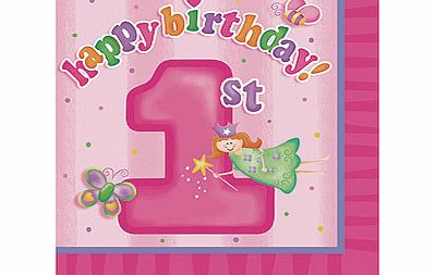 at One 1st Birthday Girl Pink Napkins