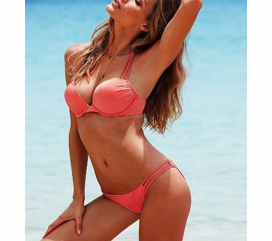 Fun Daisy Swimwear Hot New 2PCS Black sexy Women Padded Swimwear Swimsuit Bikini Set (VS021-WT) (S:Bust: 28``-30``; Cup: AB; Waist: 24``-26.5``; Hip: 33``-35``, White)