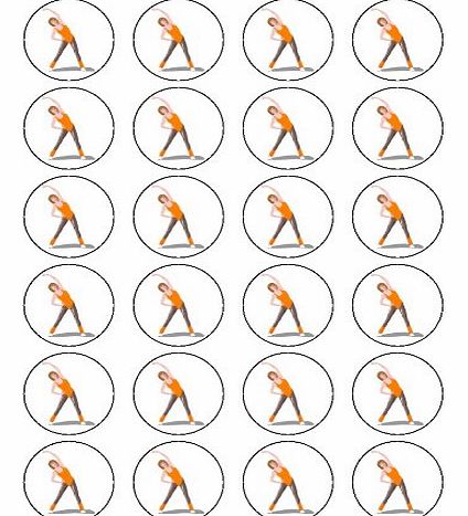 X24 1.5`` Fitness Exercise / Aerobics Cup Cake Toppers Decorations on Edible Rice Paper