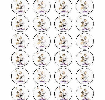 Fun Photo Cakes X24 1.5`` Judo Cup Cake Toppers Decorations on Edible Wafer Rice Paper