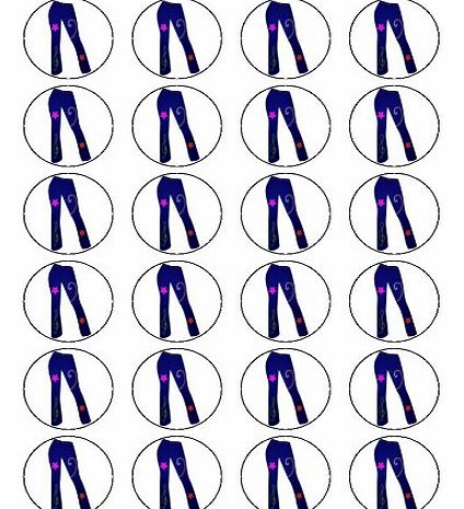 Fun Photo Cakes X24 1.5`` Womens Fashion Jeans Cup Cake Toppers Decorations on Edible Rice Paper