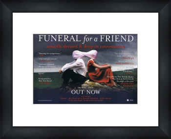 FUNERAL FOR A FRIEND Casually Dressed and Deep In Conversation - Custom Framed Original Ad