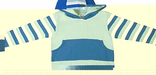 Funkoos Organic Boys Hooded Sweater (Blue amp; White) (18-24 months)