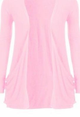 Funky Boutique Ladies Plus Size Pocket Long Sleeve Cardigan 16-26 : Color - Baby Pink : Size - 16-18 LXL