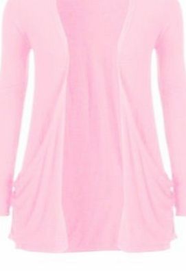 Funky Boutique Ladies Plus Size Pocket Long Sleeve Cardigan 16-26 : Color - Baby Pink : Size - 16-18 LXL