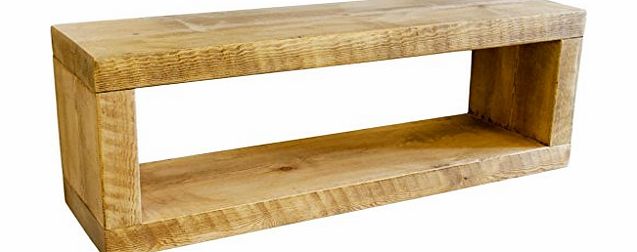 Funky Chunky Furniture 9x2 Rustic Solid Timber Rectangle Shelf , Teak , 130cm