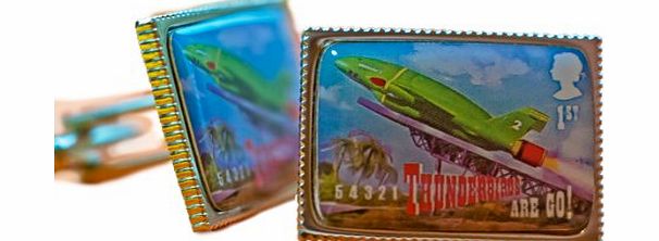Funky Cufflinks~com Thunderbirds are Go Postage Stamp Cufflinks