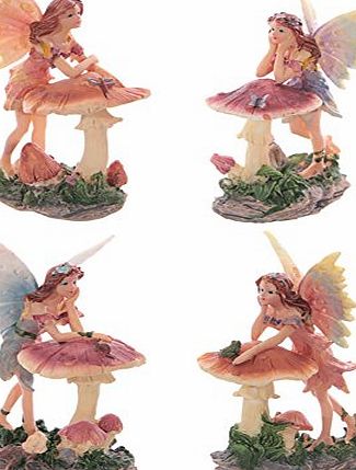 Funky Gadget Store Fairy with Toadstool Ornament Figure for Enchanted Garden Fairies