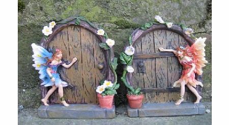 Funky Gadget Store Set of 2 Sparkle Fairy Door Garden Home Ornament