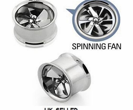 Funky Piercings Spinning fan alloy wheel ear plug tunnel taper double flare 10mm