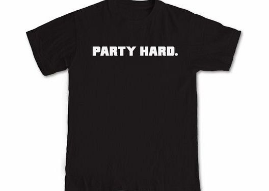 Funky Teeshirt Party Hard Geek T-Shirt (Black) - M
