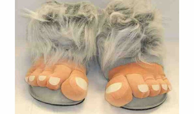 FUNNY SLIPPERS Mens Bigfoot Funny Novelty Slippers Size 6 to 12 UK - XMAS CHRISTMAS GIFT (UK 10 MENS, Grey)