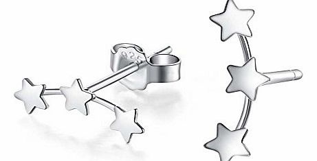 FunShop Earrings Sterling Silver Mini Triple Stars Ear Studs