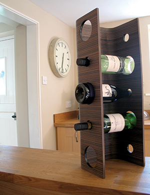 Furnantics Products Modern Free Standing Wooden Curved Wine Rack To Hold Up To 5 Bottles Of Wine