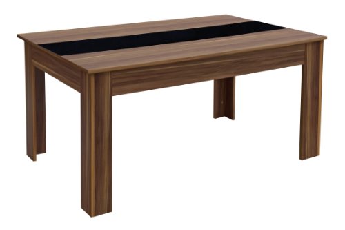 Furniture Group Contemporary Fargo Dining Table, Walnut Veneer, Black High Gloss Detail (DP_2402378)
