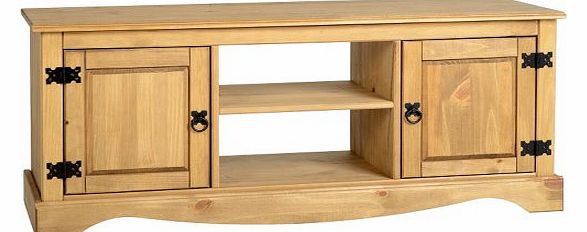 Furniture Group Corona 2 Door 1 Shelf Flat Screen TV Unit in Distressed Waxed Pine