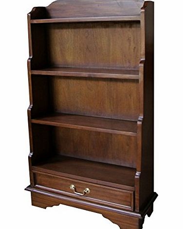 Furniture-House 3 Shelf Small Solid Mahogany Waterfall Bookcase H130 x W60 x D22cm Antique Reproduction