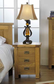 Furniture Link Clarimonde Solid Oak 3 Drawer Bedside Chest