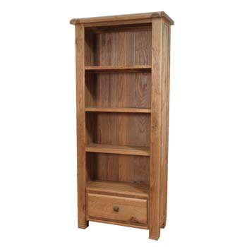 Furniture Link Dallum Solid Oak 3 Shelf 1 Drawer Bookcase