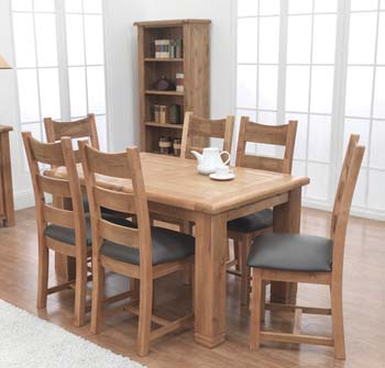 Furniture Link Dallum Solid Oak Rectangular Extending Dining Set