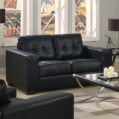 Gemona Bonded Leather 2 Seater Sofa Colour: Black