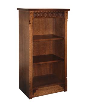 Furniture Link Olde Regal Oak Low Narrow Bookcase - WHILE