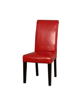 Tina Leather Dining Chairs in Red (pair)