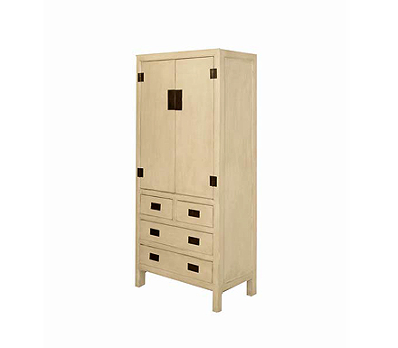 Ling White Lacquered 2 Door 4 Drawer Wardrobe