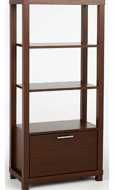Furniture Solutions Chicago 3 Shelf 1 Door Cabinet - Walnut