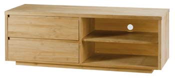 Absolue Solid Teak 2 Drawer 2 Niche TV Unit