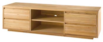 Absolue Solid Teak 4 Drawer 2 Niche TV Unit