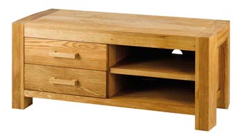 Acadie Solid Oak 2 Drawer 2 Niche TV Unit