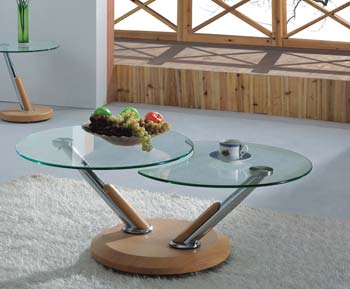 Furniture123 Acai Glass Extending Coffee Table in Oak
