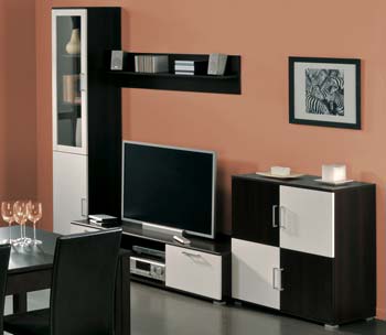 Furniture123 Accord 6 Door Display Unit in Walnut and White