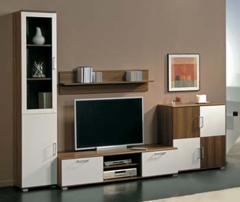 Furniture123 Accord Teak and White 6 Door Display Unit