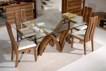 Furniture123 Adeline Rectangular Dining Table with Glass Top