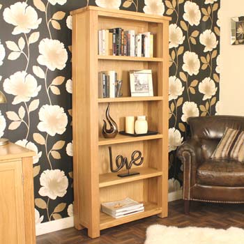 Furniture123 Aldan Solid Oak 5 Shelf Bookcase