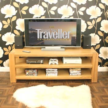 Furniture123 Aldan Solid Oak Open Widescreen TV Unit