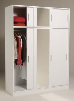 Furniture123 Alora Sliding 3 Door Mirrored Wardrobe in White