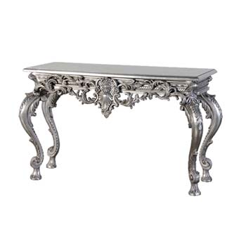 Furniture123 Angelo Silver Intricate Console Table